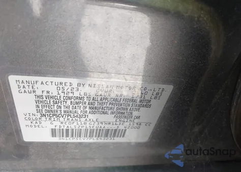 2023 Nissan Kicks Sv Xtronic Cvt z USA, uszkodzony, nr VIN 3N1CP5CV7PL543231